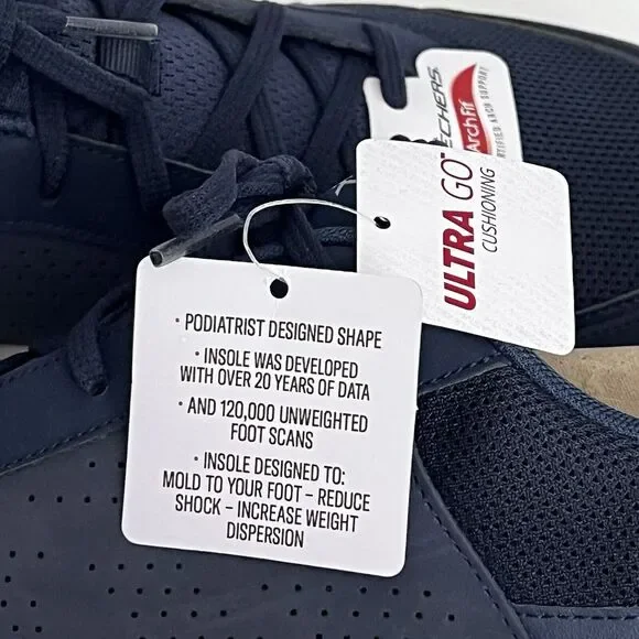 New! Mens Skechers Ultra Go Arch Fit Walking Shoes 11.5 Lace Up Sneakers Navy - Picture 10 of 13
